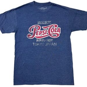 Pepsi Cola Tokyo Japan 2011 Vintage Look Graphic {Savvy} T-Shirt Blue Unisex M